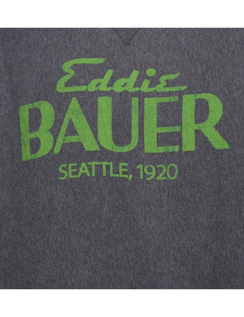 Eddie Bauer Printed Dark Grey & Green Sweatshirt - L