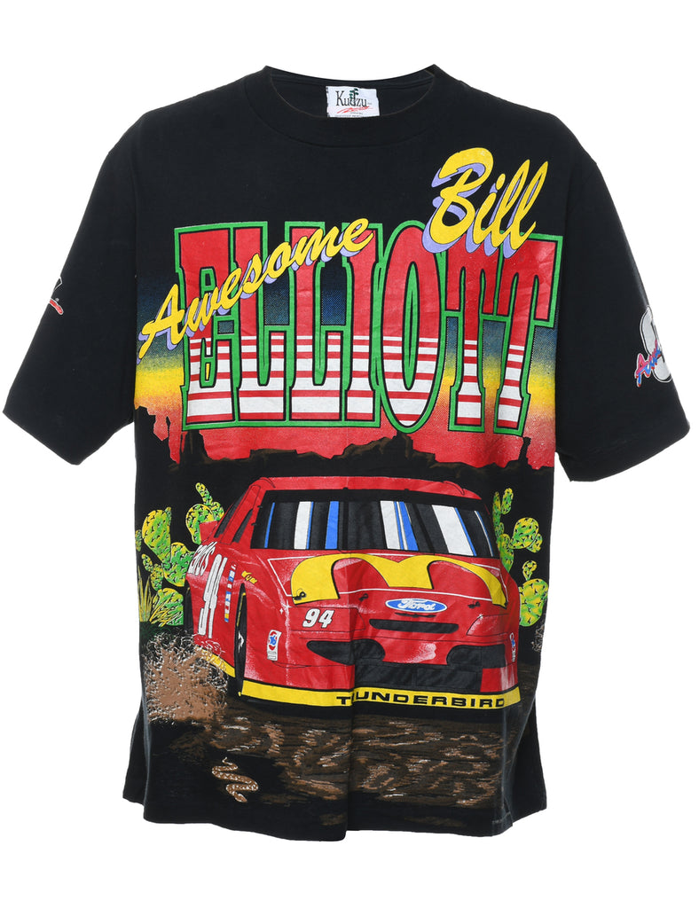 Elliott Multi-Colour Racing Design Printed T-shirt - XXL