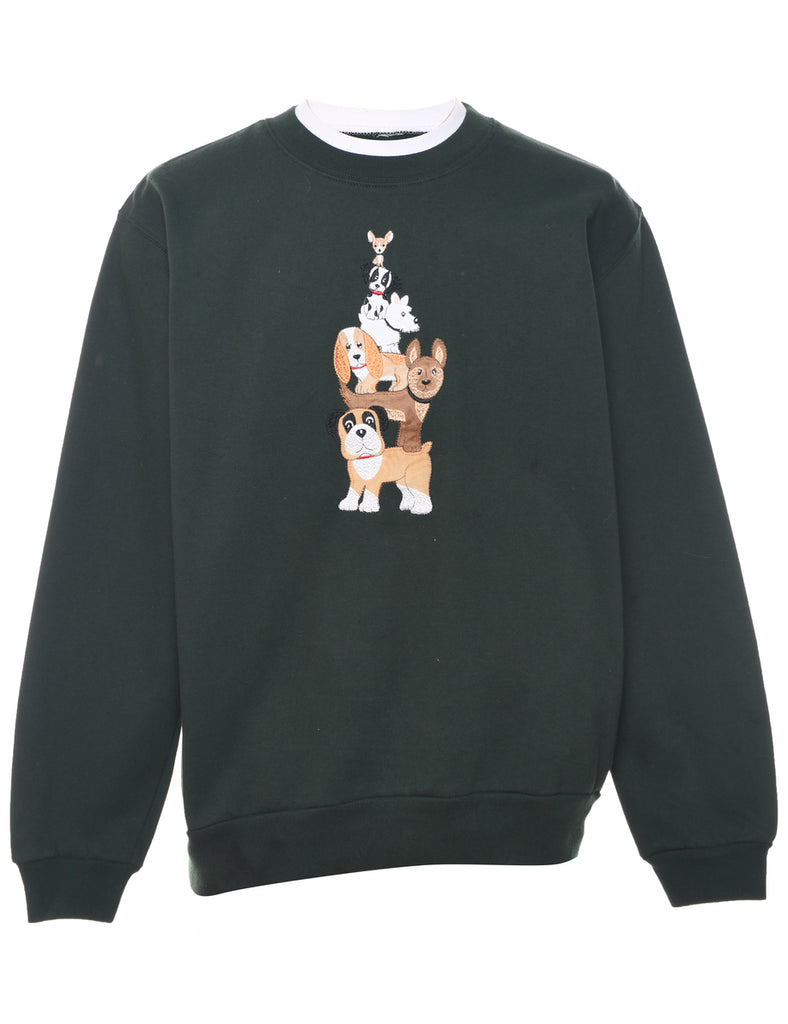 Embroidered Animal Sweatshirt - L