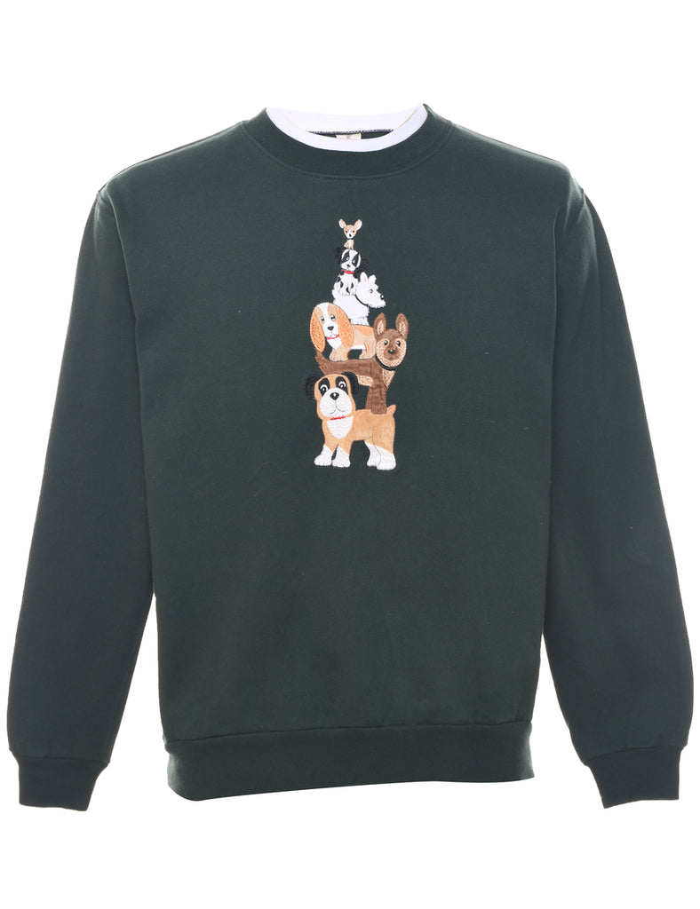 Embroidered Animal Sweatshirt - M