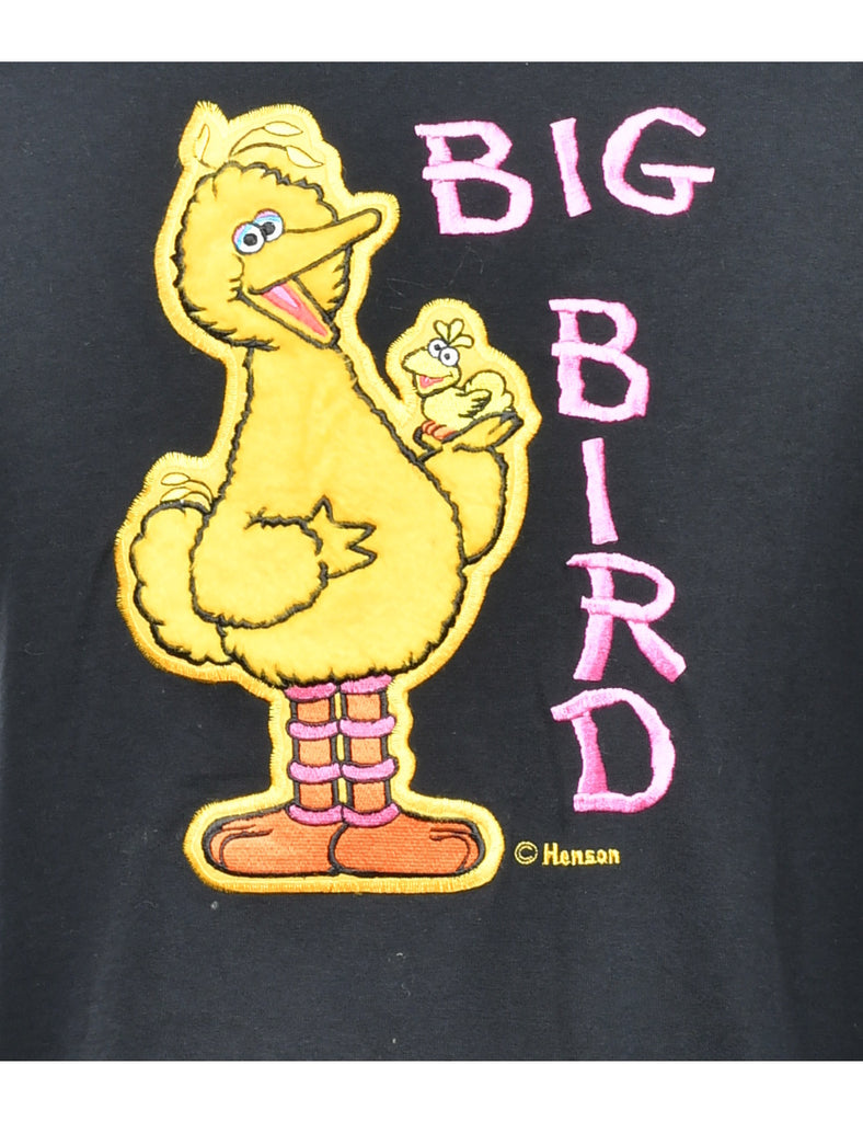 Embroidered Big Bird Cartoon T-shirt - M