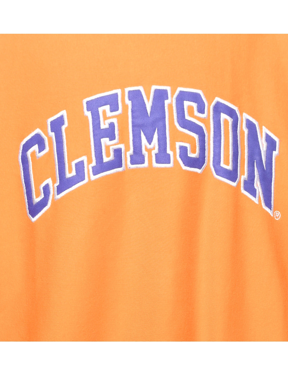 Embroidered Clemson Purple Orange Sweatshirt XL