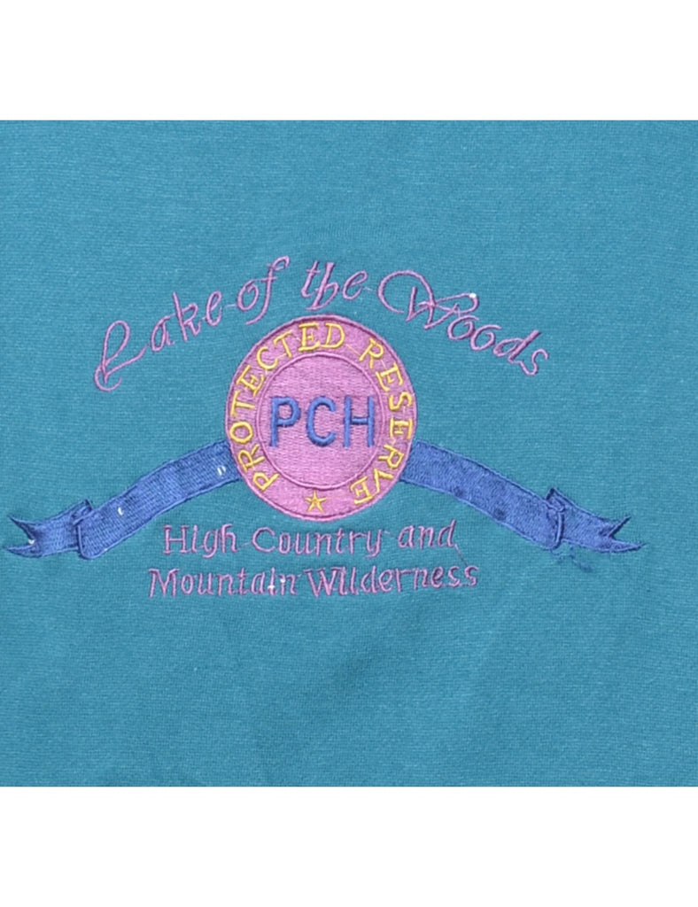 Embroidered Lake Of The World Printed Sweatshirt - XL
