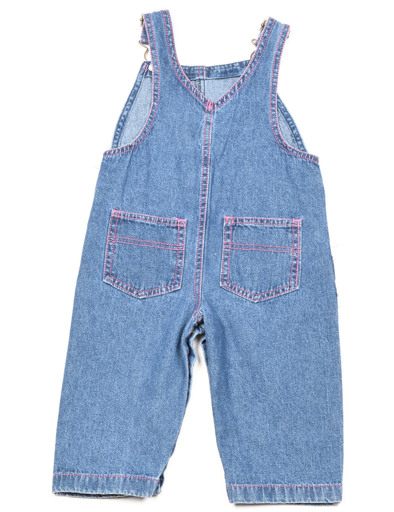 Embroidered Medium Wash Denim Dungarees - 12 MONTHS