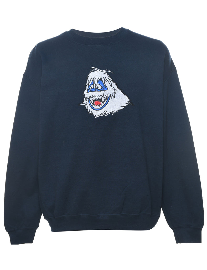 Embroidered Navy Sweatshirt - L