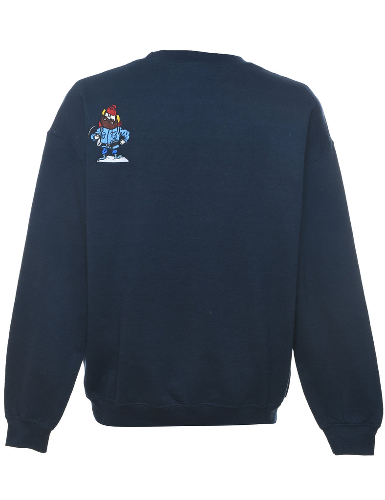 Embroidered Navy Sweatshirt - L