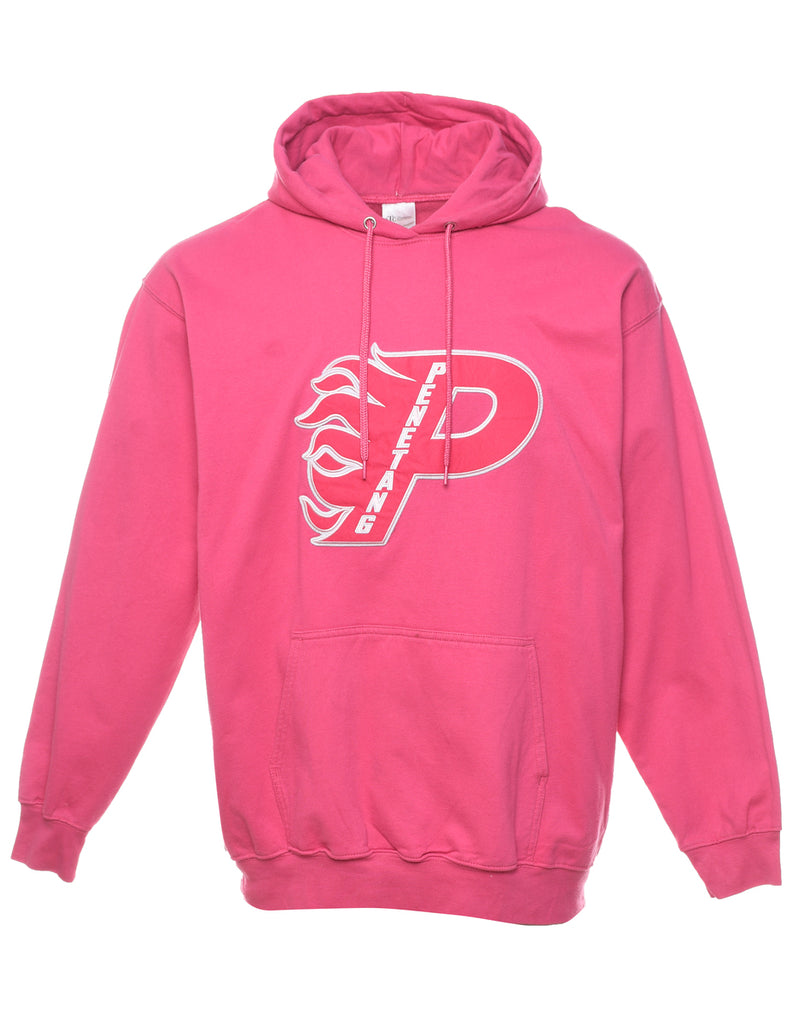 Embroidered Penetang Pink & White Hoodie - XL