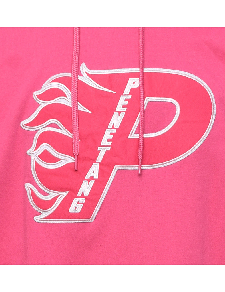 Embroidered Penetang Pink & White Hoodie - XL