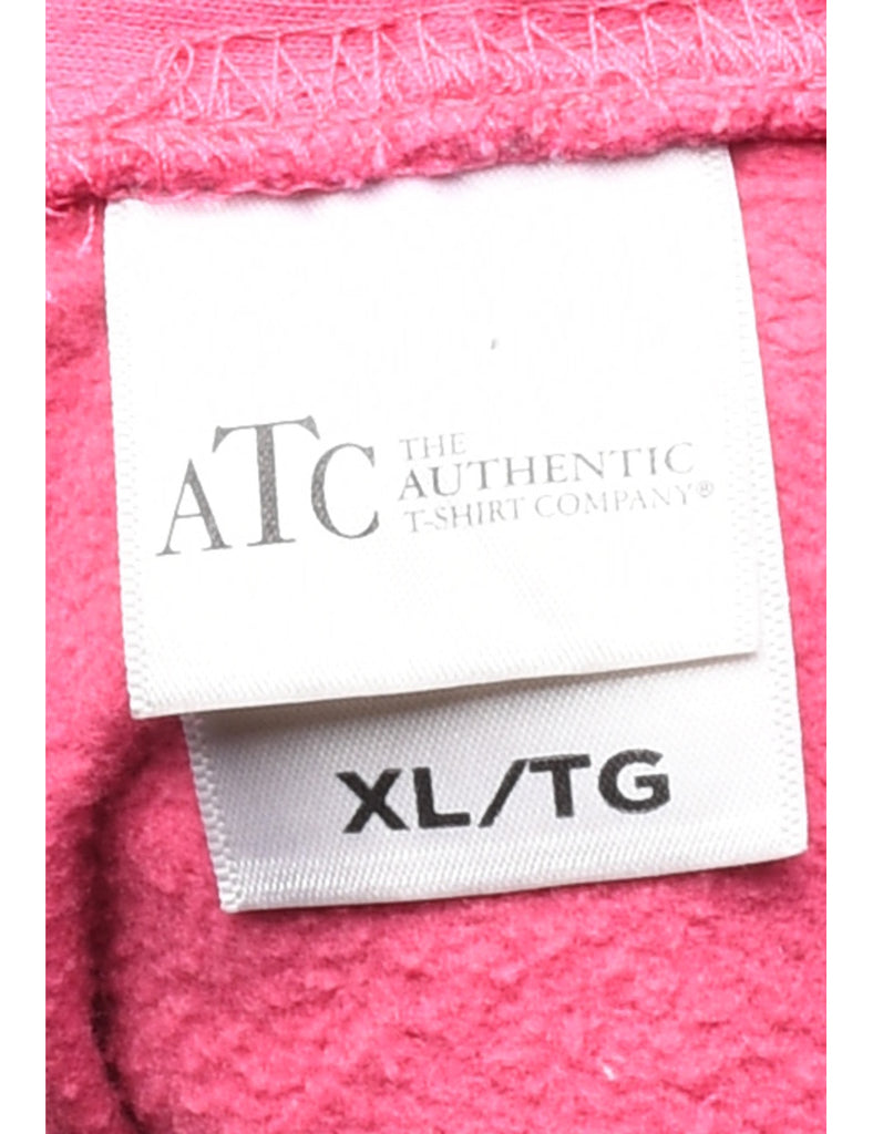 Embroidered Penetang Pink & White Hoodie - XL