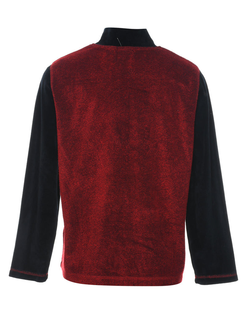 Erika Red & Black Contrast Velvet Track Top - M