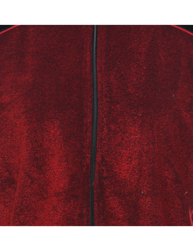 Erika Red & Black Contrast Velvet Track Top - M