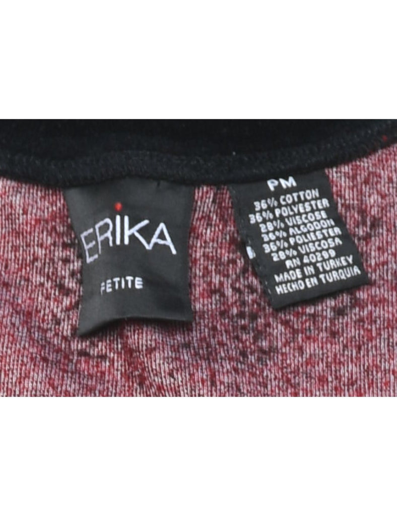 Erika Red & Black Contrast Velvet Track Top - M