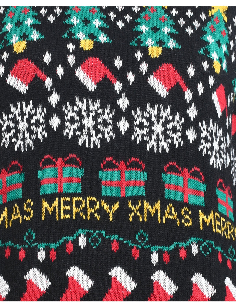 Festive Gifts Design Black Christmas Jumper - L