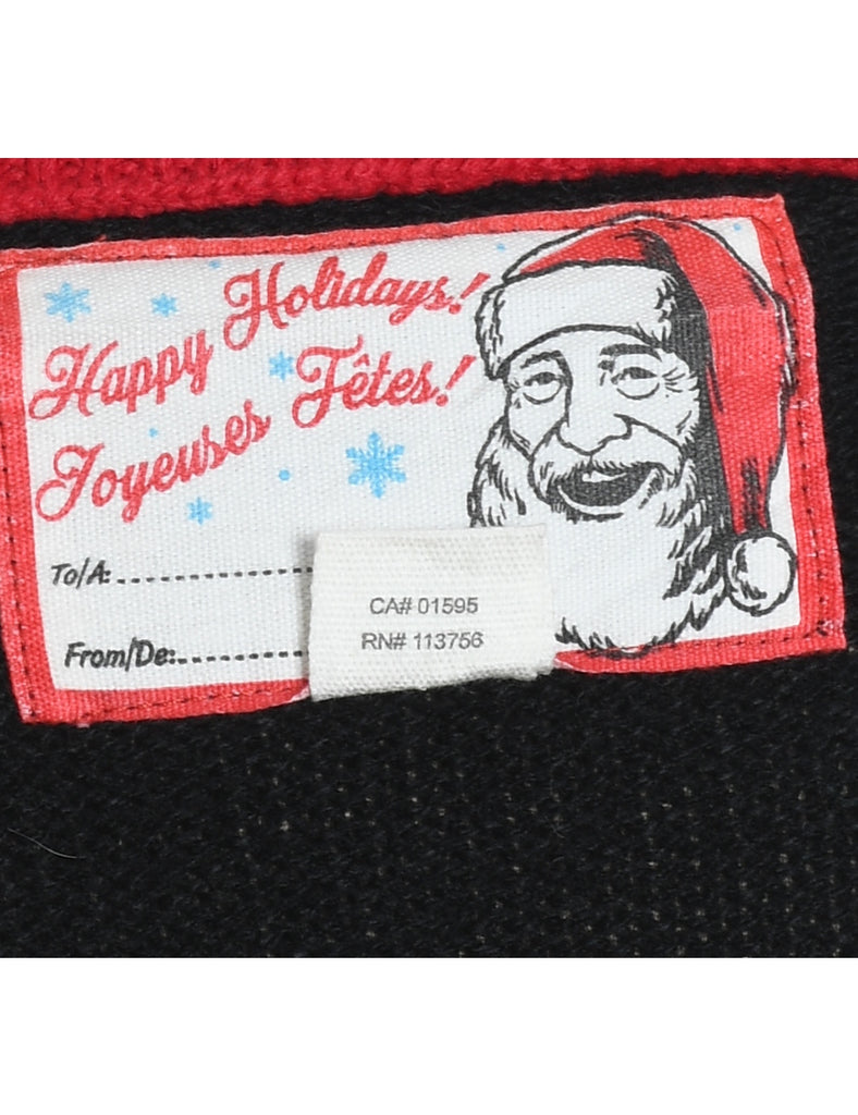 Festive Gifts Design Black Christmas Jumper - L