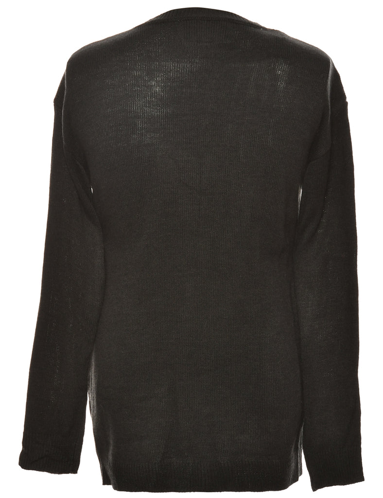 Festive Season Black Christmas Jumper - M