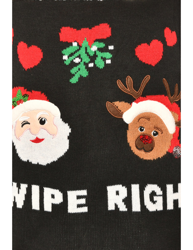 Festive Season Black Christmas Jumper - M