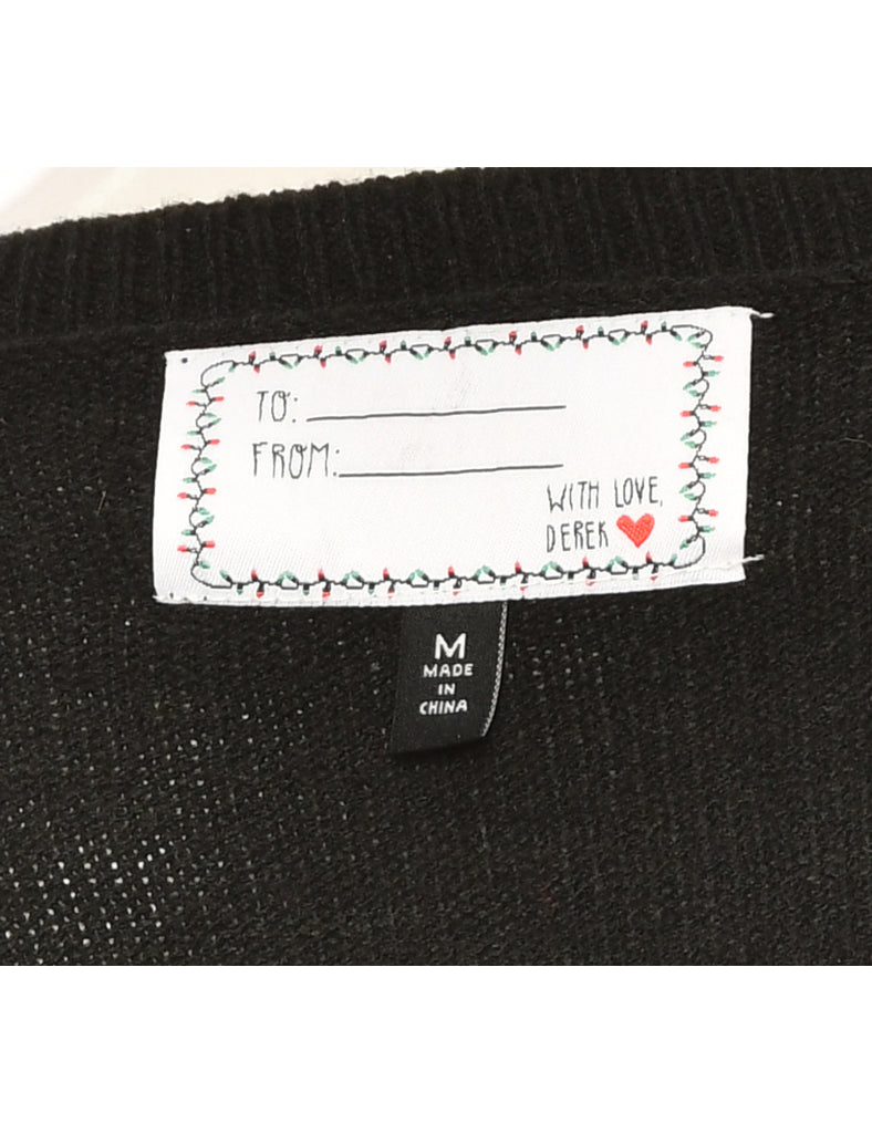 Festive Season Black Christmas Jumper - M
