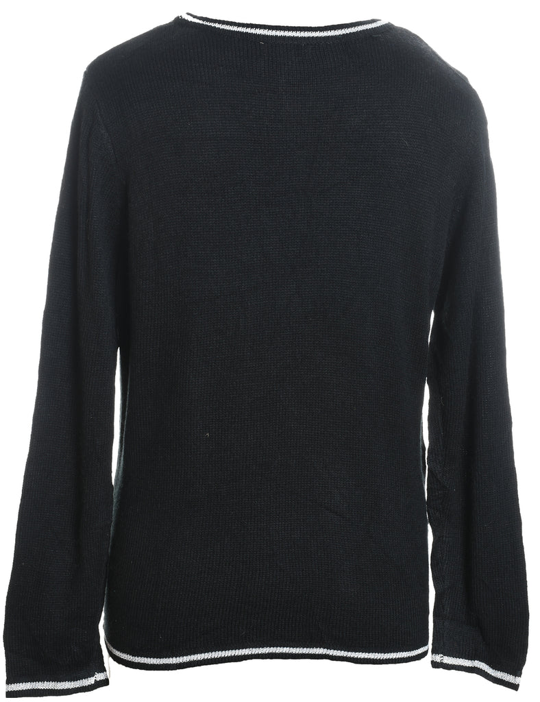 Festive Season Black Embroidered Design Jumper - L