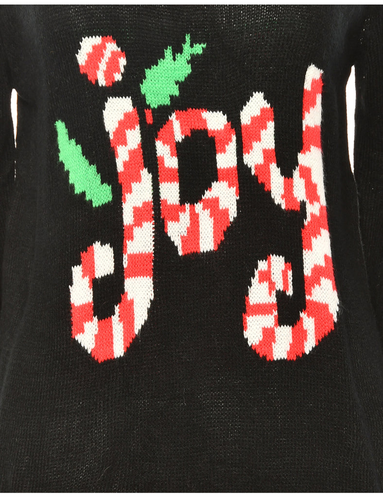 Festive Season Black & Red Joy Christmas Jumper - M