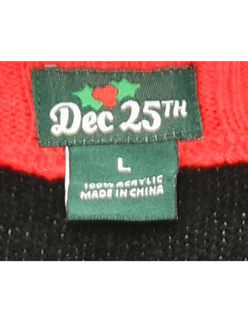 Festive Season Black & Red Joy Christmas Jumper - M