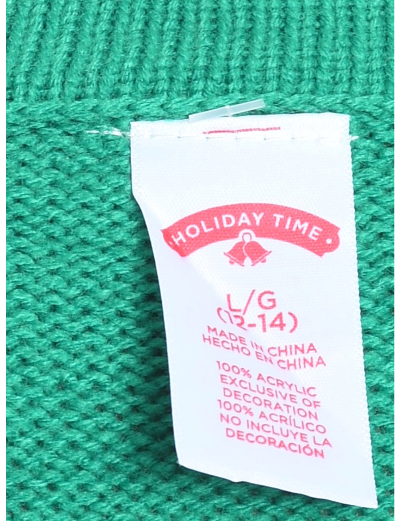 Festive Season Green Knit Christmas Jumper - L