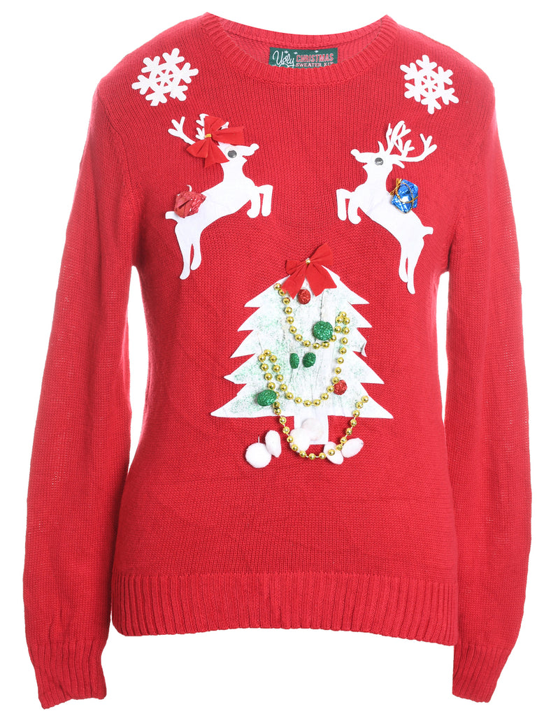 Festive Season Red Knit Christmas Jumper - S