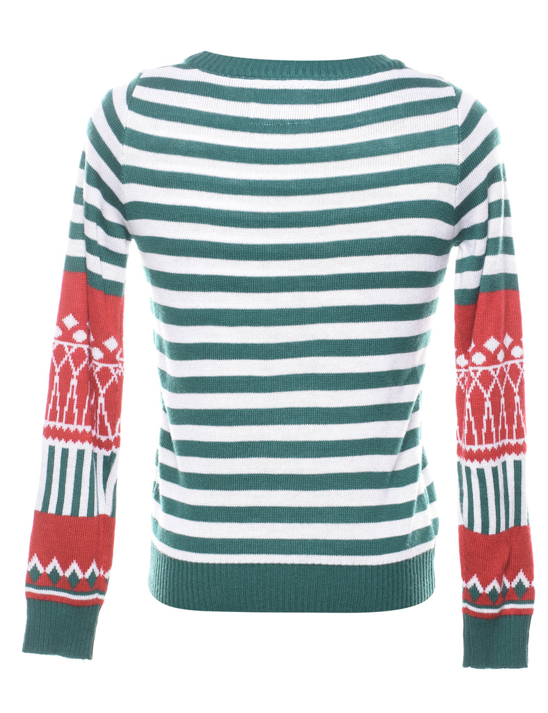 Festive Season Striped Christmas Jumper - M