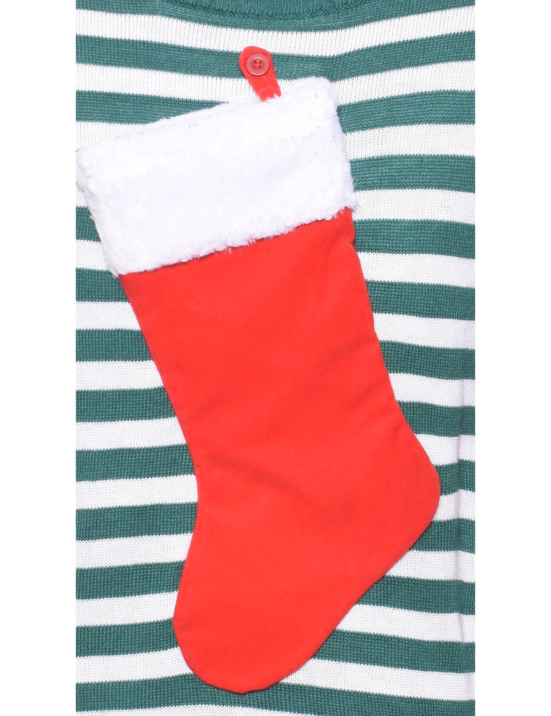 Festive Season Striped Christmas Jumper - M