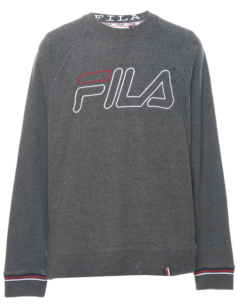 Fila Embroidered Plain Grey Sweatshirt - M