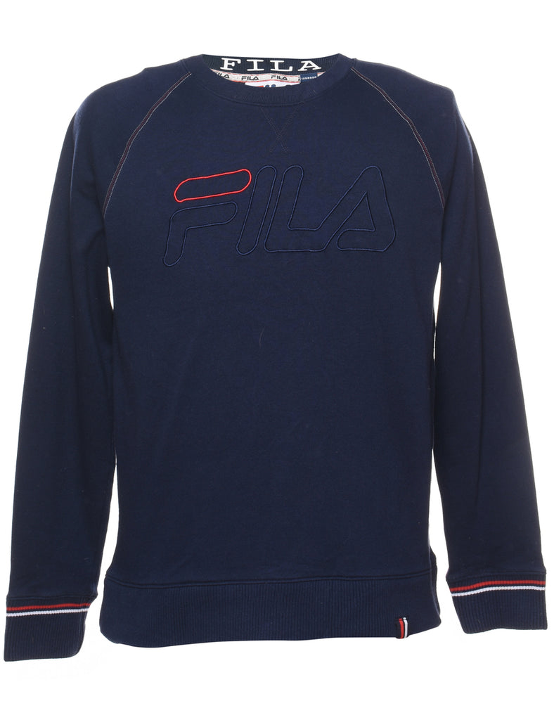 Fila Navy & Red Plain Sweatshirt - M