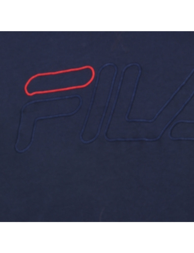 Fila Navy & Red Plain Sweatshirt - M
