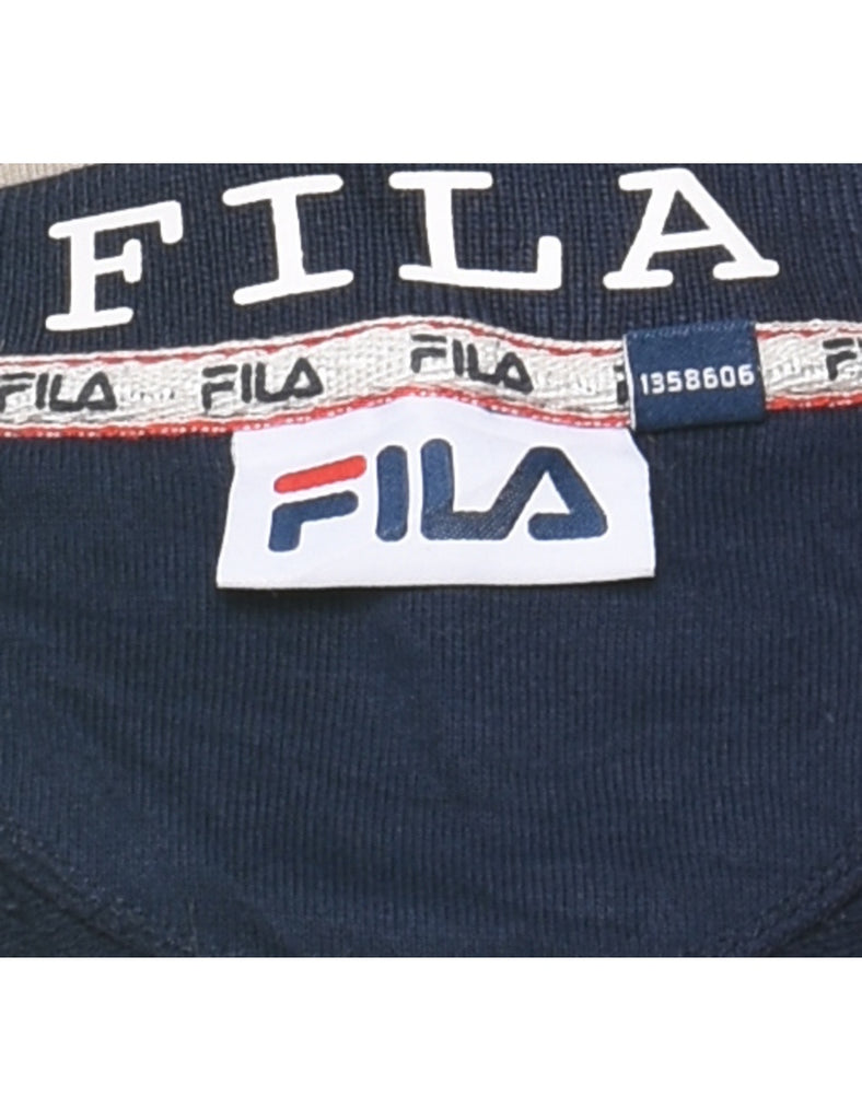 Fila Navy & Red Plain Sweatshirt - M