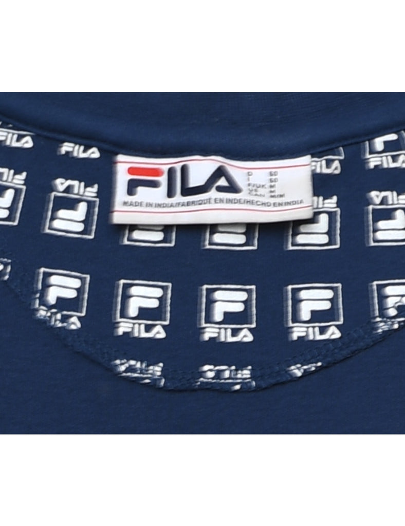 Fila Navy, Red & White Printed T-Shirt - M