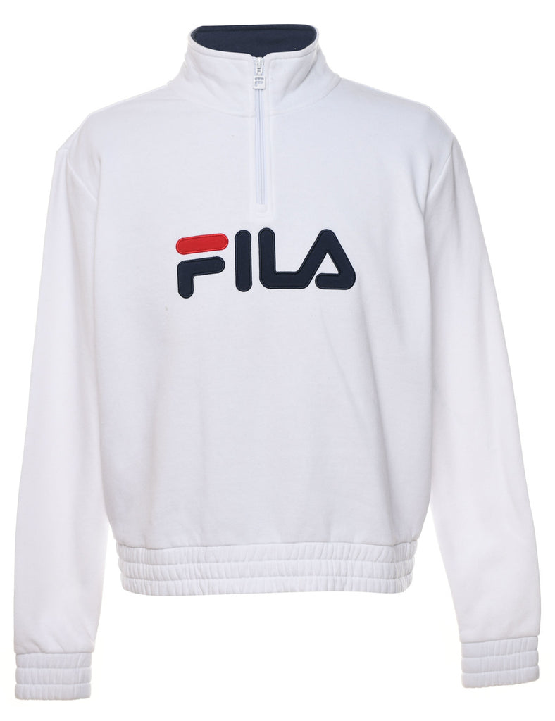 Fila White Quarter-Zip Sweatshirt - L