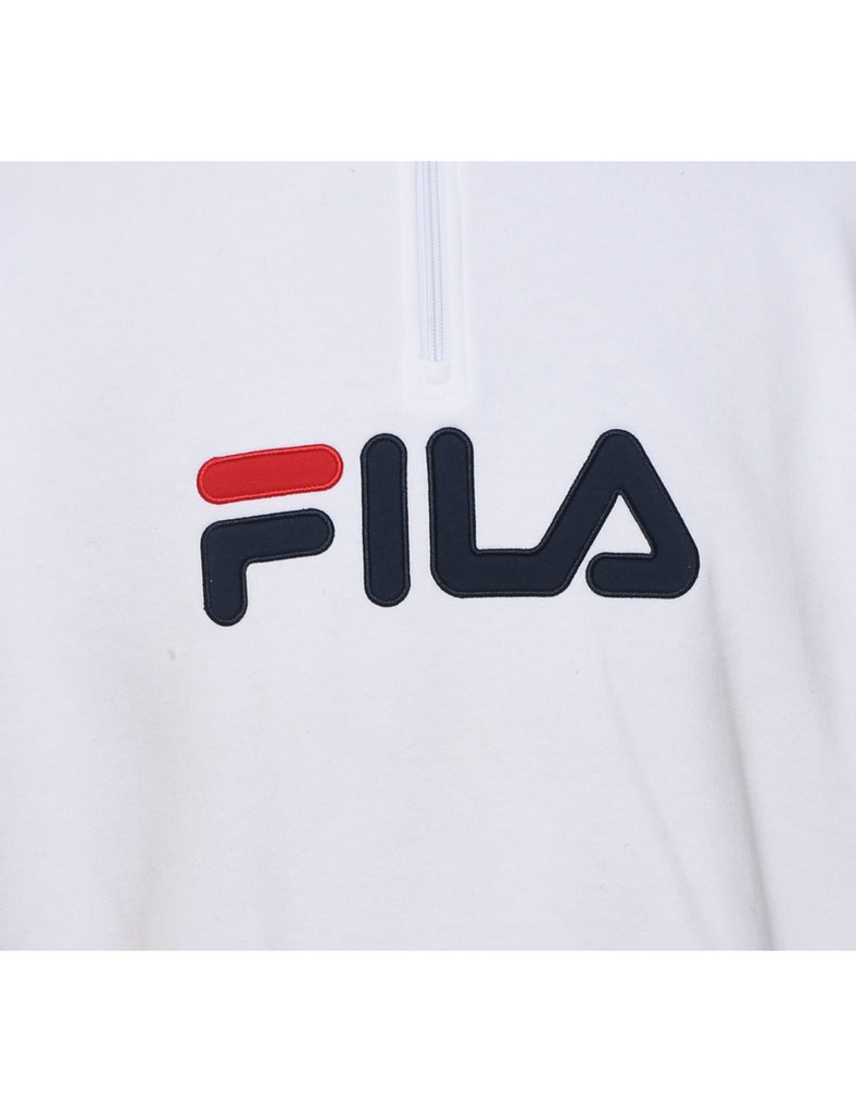 Fila White Quarter-Zip Sweatshirt - L