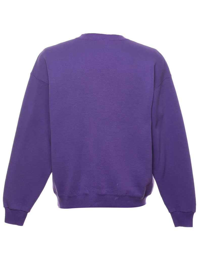 Fish Embroidered Purple Sweatshirt - L