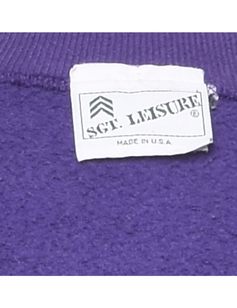 Fish Embroidered Purple Sweatshirt - L