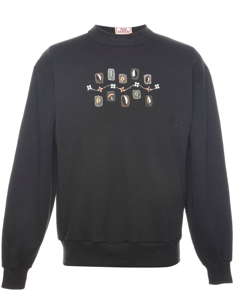 Floral Embroidered Sweatshirt - M