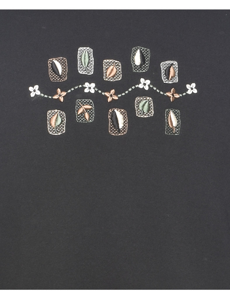 Floral Embroidered Sweatshirt - M