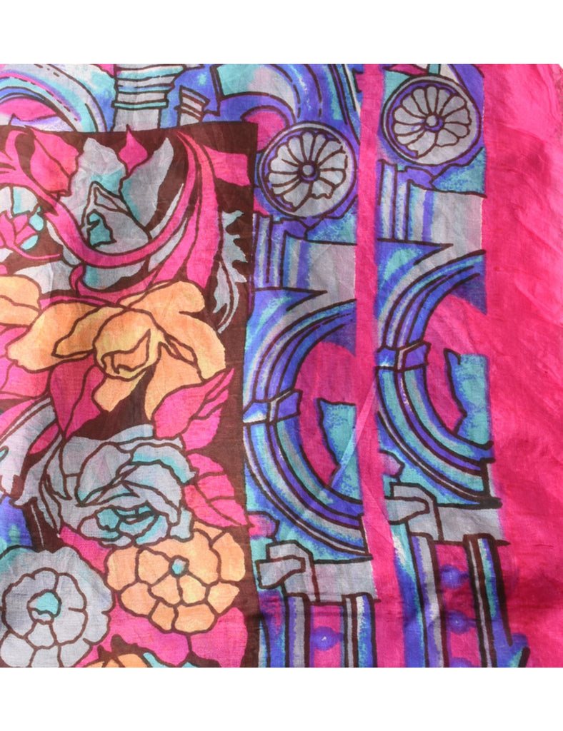 Floral Print Head Scarf - L