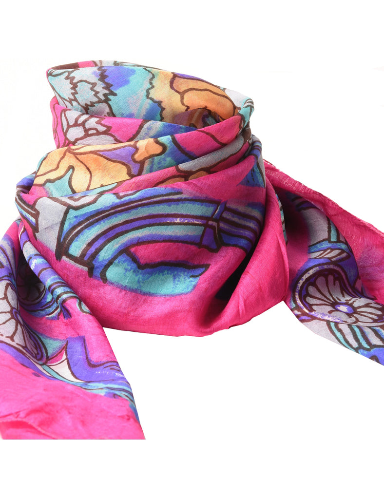 Floral Print Head Scarf - L