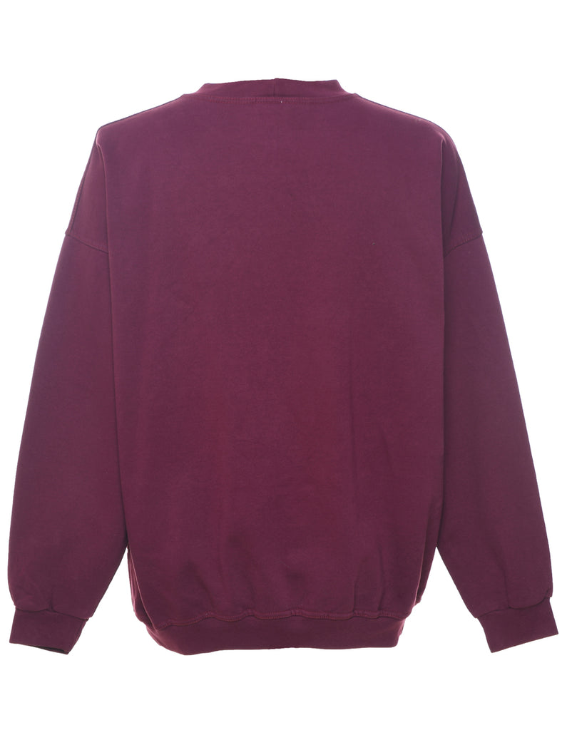 Floral Print Purple 1990s Sweatshirt - L