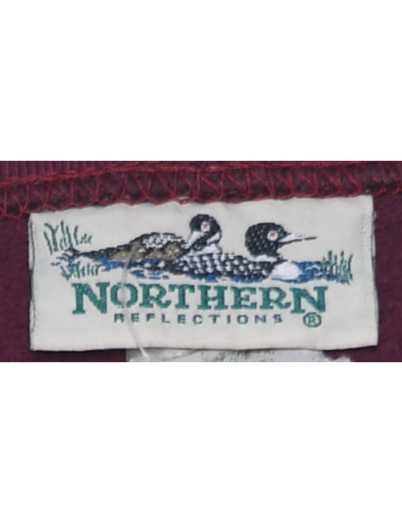 Floral Print Purple 1990s Sweatshirt - L