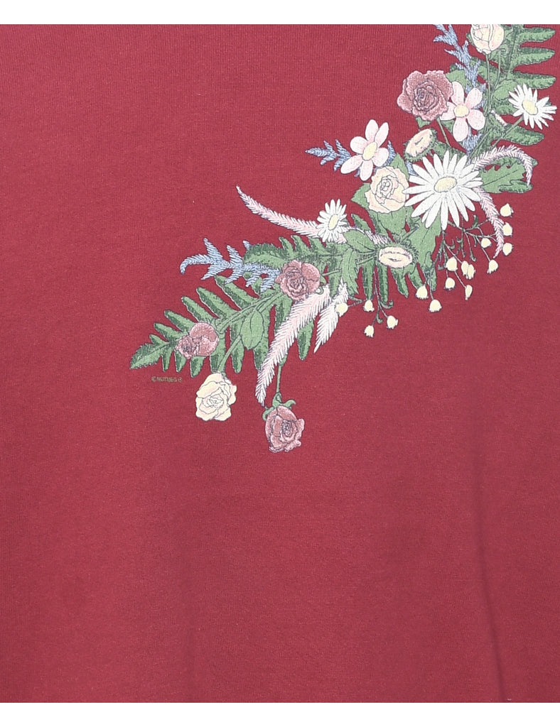 Floral Print Sweatshirt - L