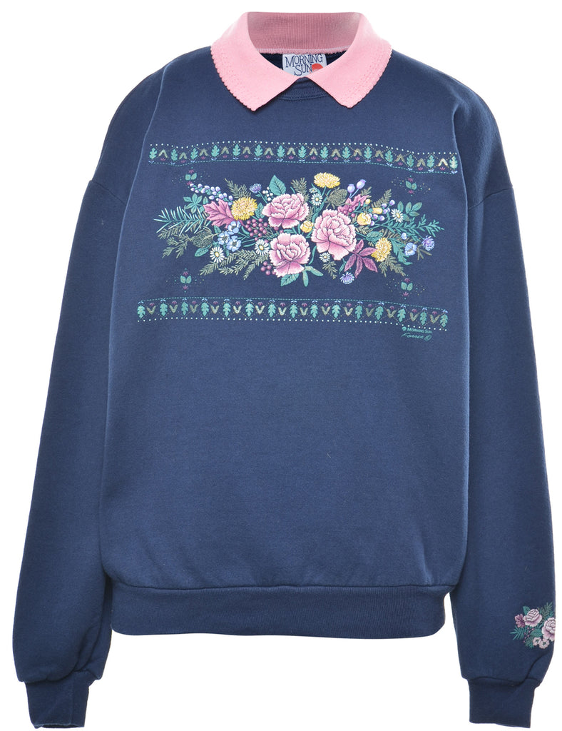 Floral Printed Sweatshirt - L