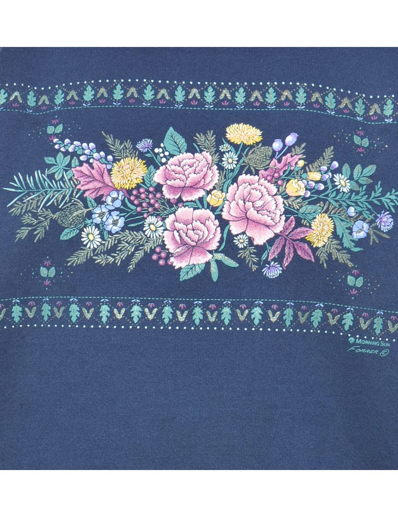Floral Printed Sweatshirt - L