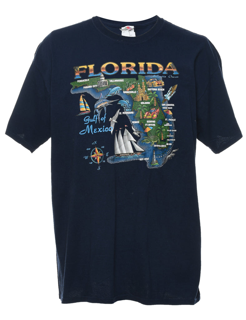 Florida Printed Navy T-shirt - XL
