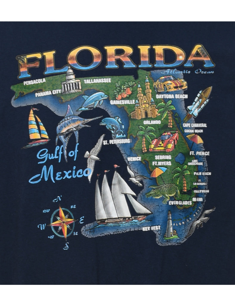 Florida Printed Navy T-shirt - XL