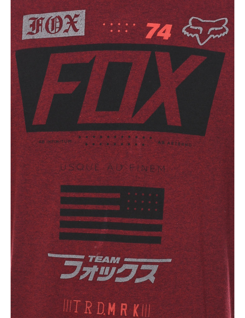 Fox Printed Maroon T-shirt - L