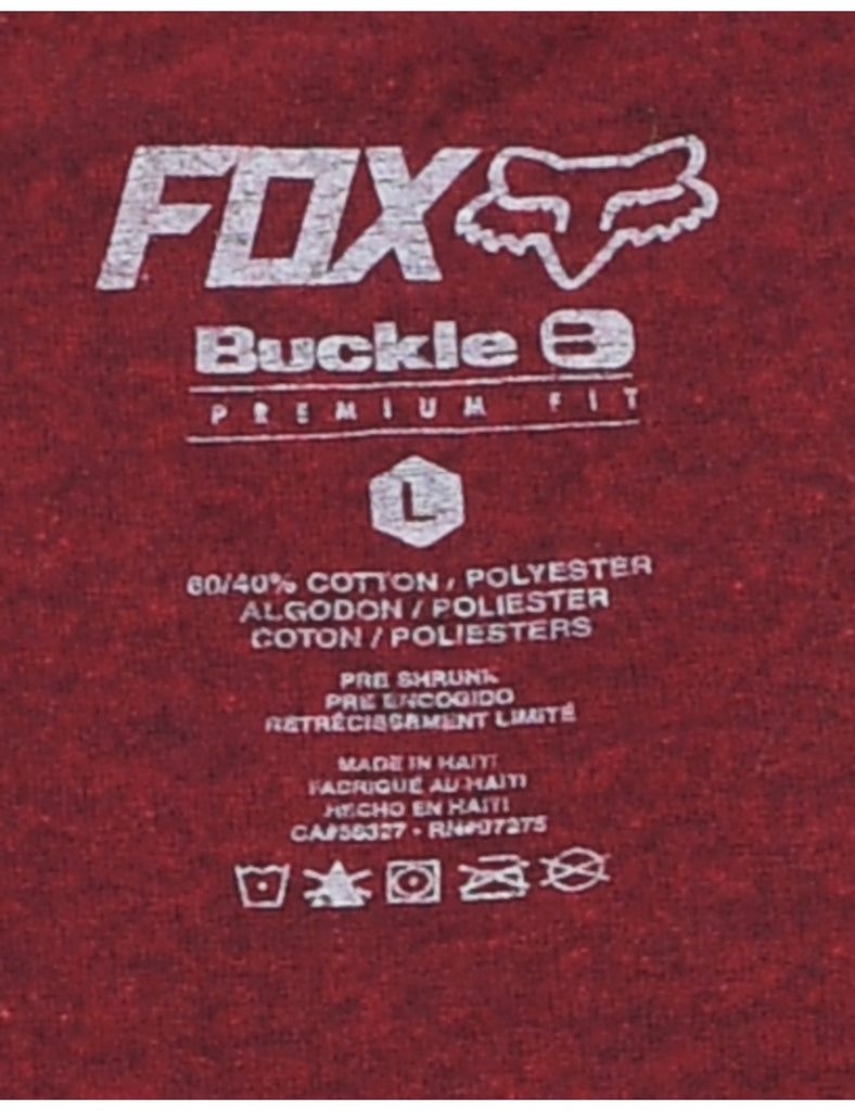 Fox Printed Maroon T-shirt - L